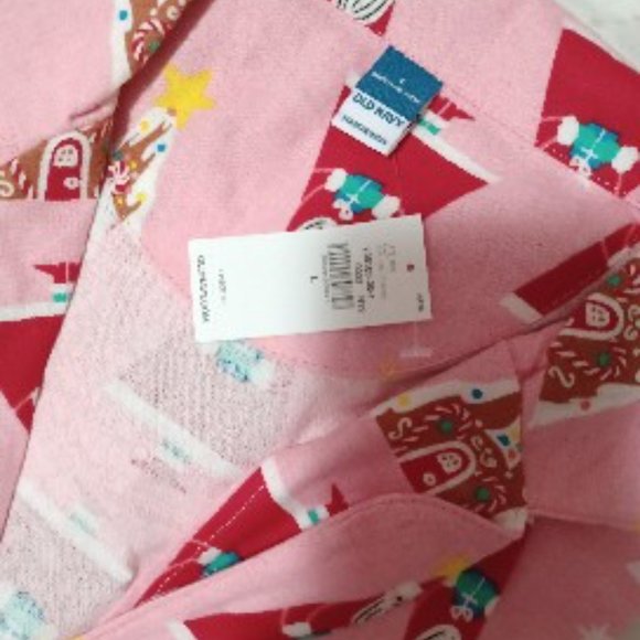Old Navy Pink Santa Gingerbread Flannel Pajamas NWT - Size Large - Picture 3 of 6